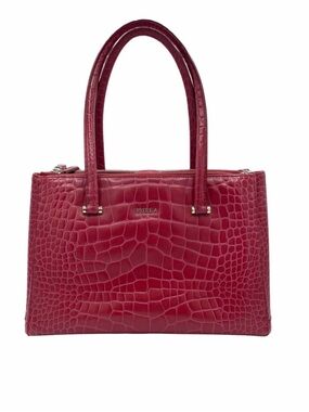 Vintage FURLA Red Croc-Embossed Leather Tote